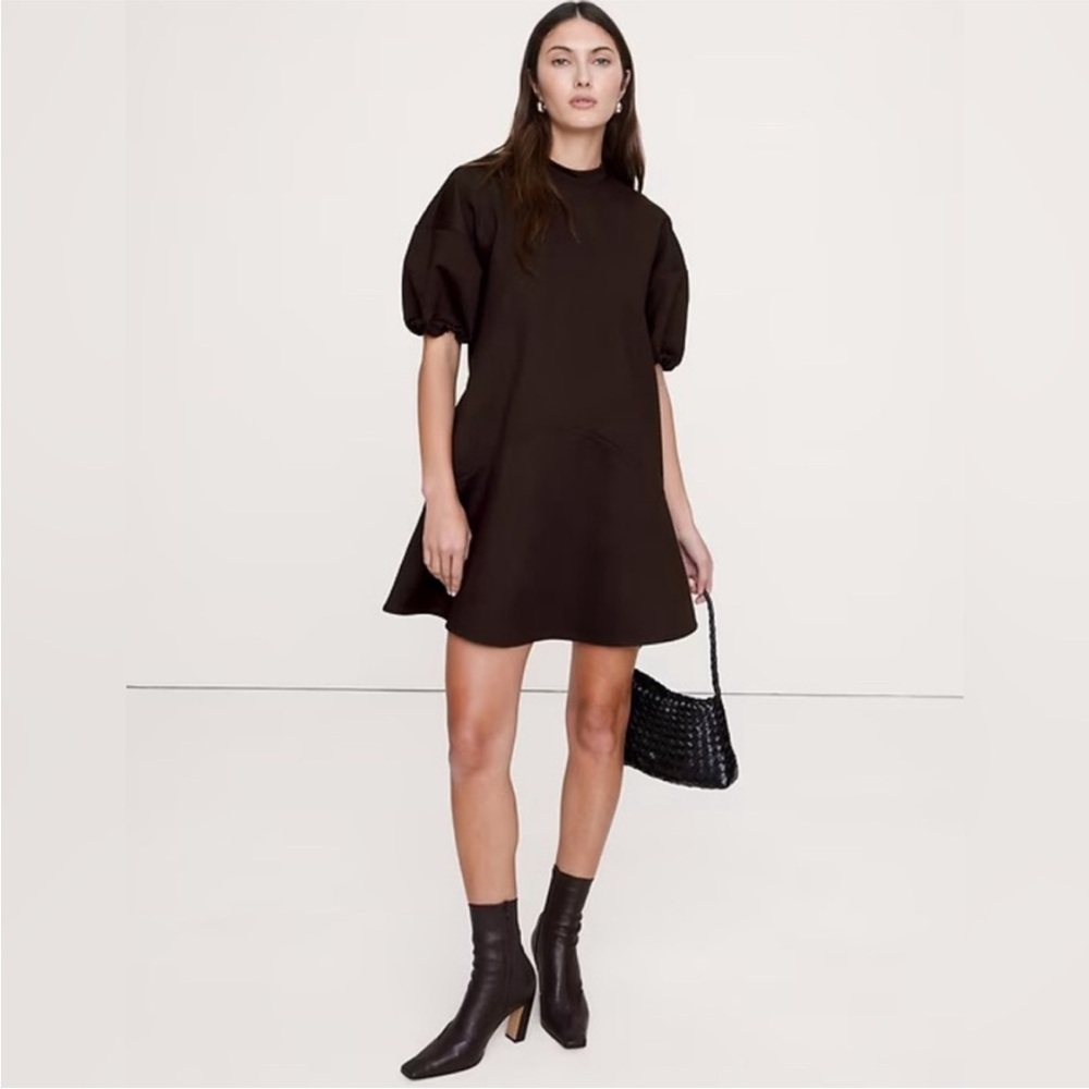 NWT! Banana Republic Everywhere Ponte Puff Sleeve Mini Dress -Size Large Tall ✈️